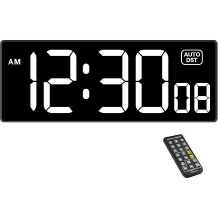 Remote Countdown Timer Large LED Display 5 Dimmer Home Gym Kitchen Garage Digital Wall Clock - White