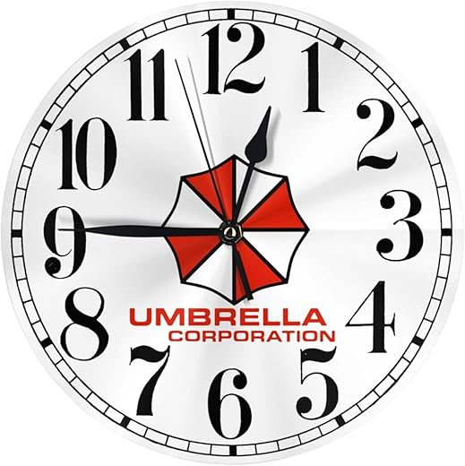 Resident Umbrella Evil Corp Symbol Wall Clocks 10 Inch Silent Non Ticking Quartz Analog Small Day Decorative Wall Clocks for Office Home