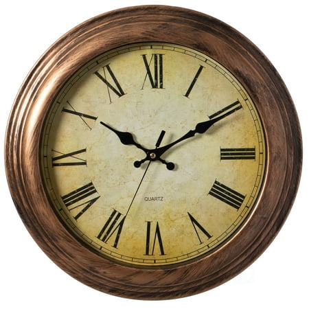 Retro Decor Bronze Rustic Wall Clock For Living Room, Kitchen, Dining Room, Plastic