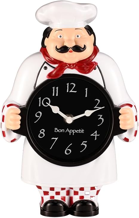 Retro European Farmhouse Wall Clock for Kitchen, DinningHall, Restaurant, and Cafe - Decorative Chef Clock with ArtisticDesign and Elegant Style Seat Clock and Wall Clock