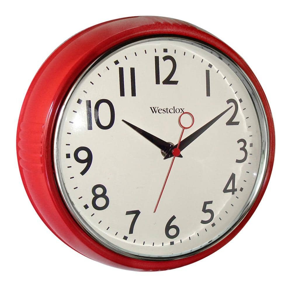 Retro Red Kitchen Wall Clock Vintage Decor Living Room o Clock Quartz 1950s