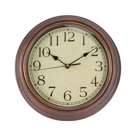 Retro Silent 12 Inch Wall Clock Non Ticking, Rustic Vintage Clock Quartz Decorative for Home Office