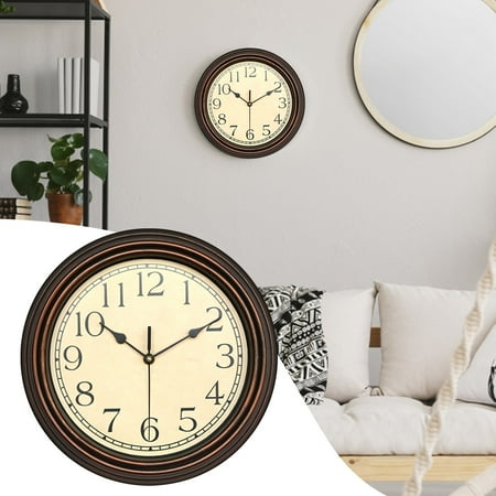 Retro Silent Non Ticking Round Classic Clock Quartz Decorative Battery Operated Wall Clock For Living Room Kitchen Home 12 Inch Bronze Dad Poop Timer Multiple Alarm Watch Wind up Timer Tip Top Temp