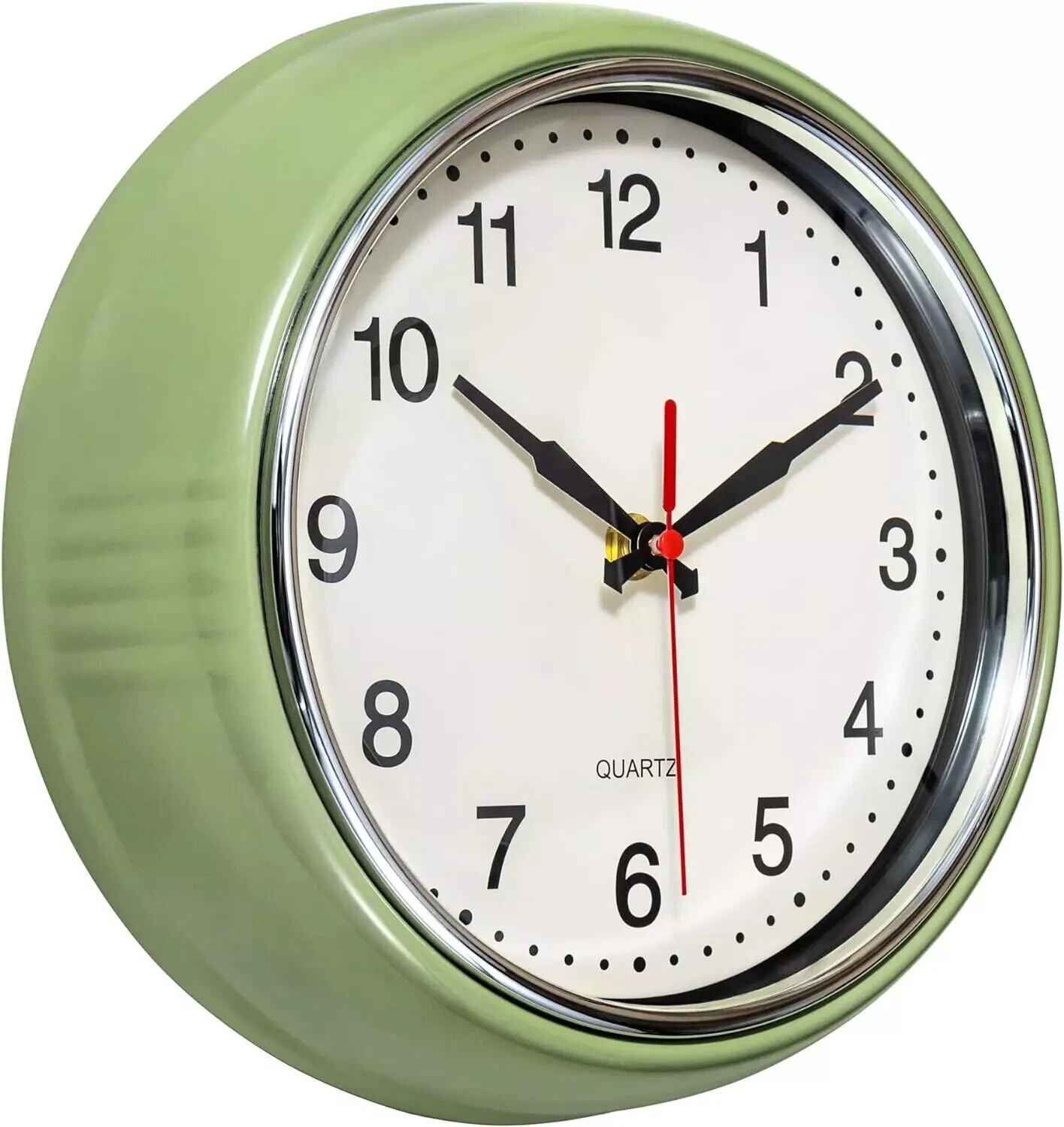 Retro Wall Clock 9.5 Inch Green Kitchen 50'S Vintage Design
