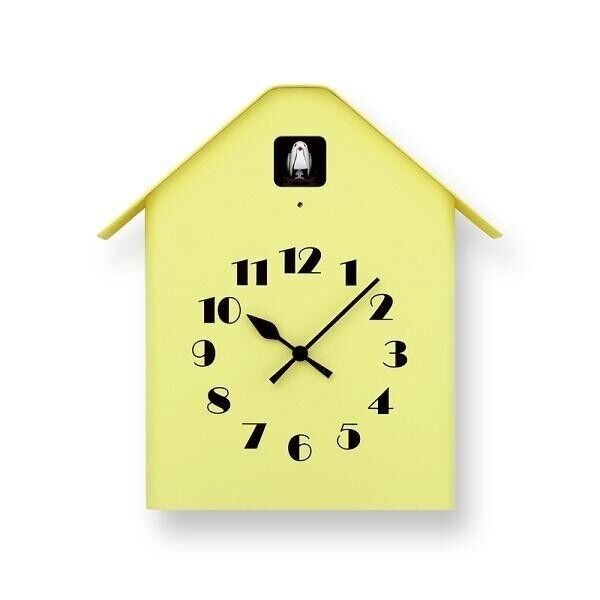 RF20-03YE Lemnos Dachs Cuckoo yellow wall clock With light sensor Wood interi
