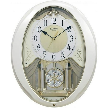 Rhythm Clock 4MJ440WU03 17 x 14 in. Snowflake Pearl Musical Motion Clock