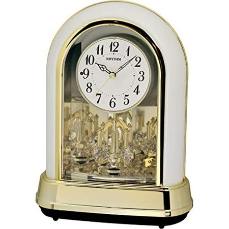 Rhythm Clocks Crystal Dulcet II Musical Motion Table Clock, Pearl