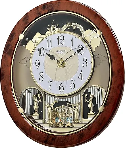 Rhythm Clocks "Woodgrain Stars" Magic Motion Clock