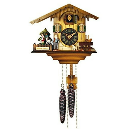 River City Clocks 12 Melody Quartz Cuckoo Clock - Heidi's Chalet with Revolving Figures