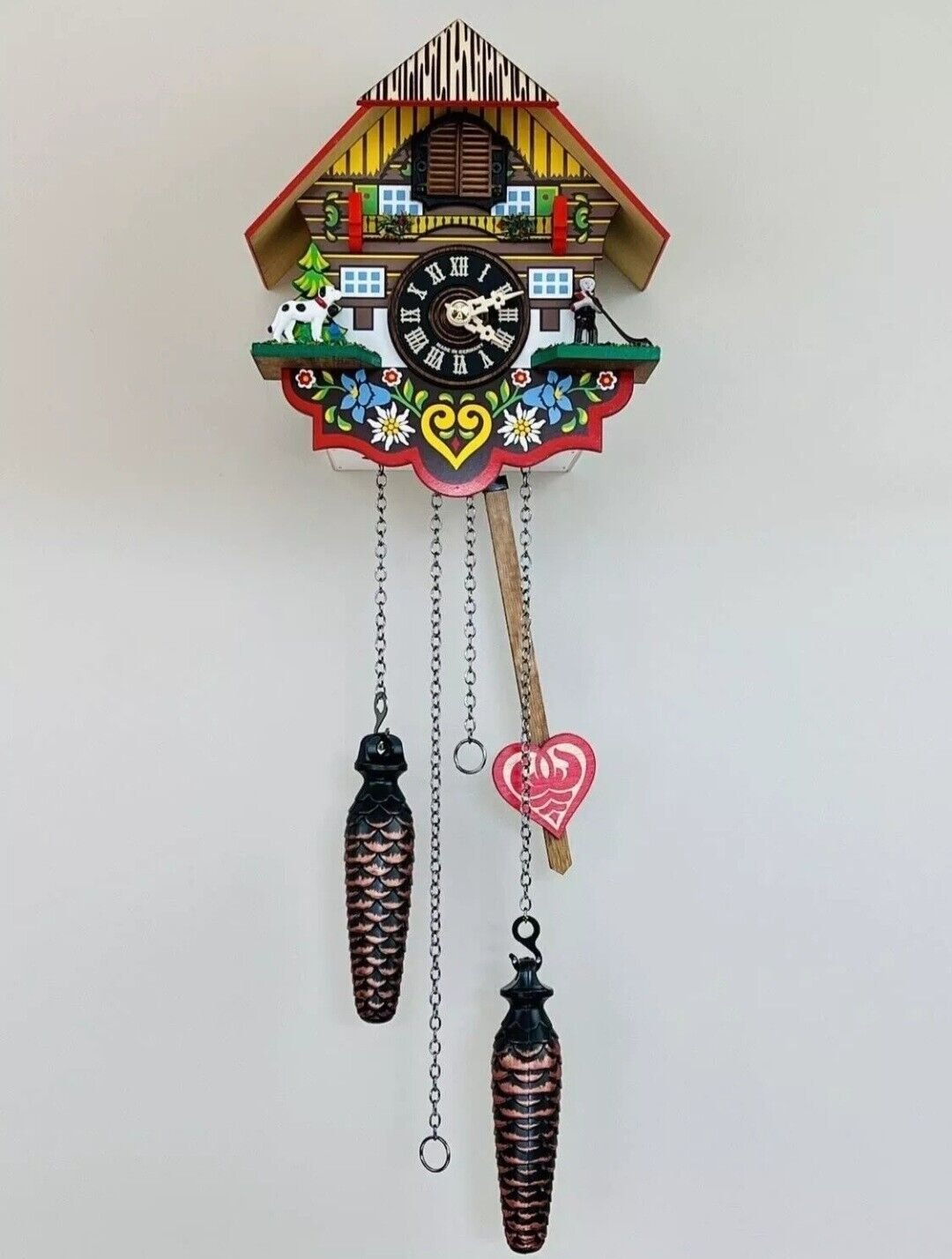 River City Clocks M8-08PQ 8-Inch Musical Multi-Colored Quartz Cuckoo Clock - NEW