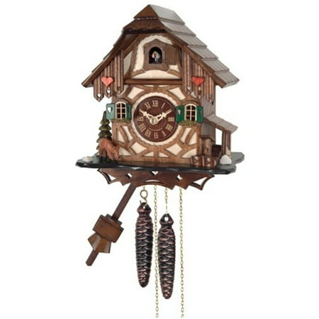 River City Clocks One Day cuckoo Clock Cottage with Deer, Tree, & Water Pump