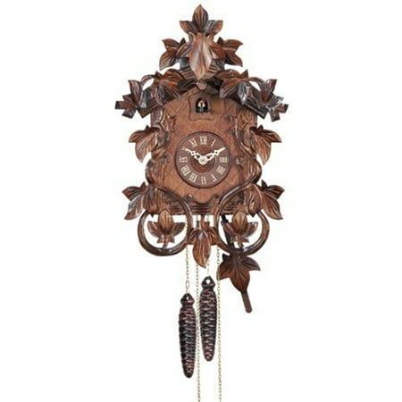 River City Clocks One Day Hand-carved Cuckoo Clock with Intricate Leaves & Vines