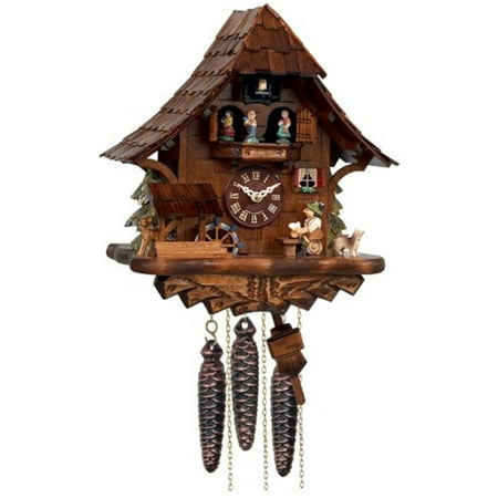 River City Clocks One Day Musical Beer Drinker Cuckoo Clock with Moving Waterwheel and Dancers