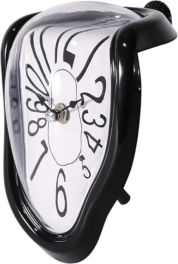 RoseDoes Modern RoseDoesSalvador Dali Time Melted Wall Clock Perfect for Decorating Your Room Desk Fun and Creative (Arabic Black)