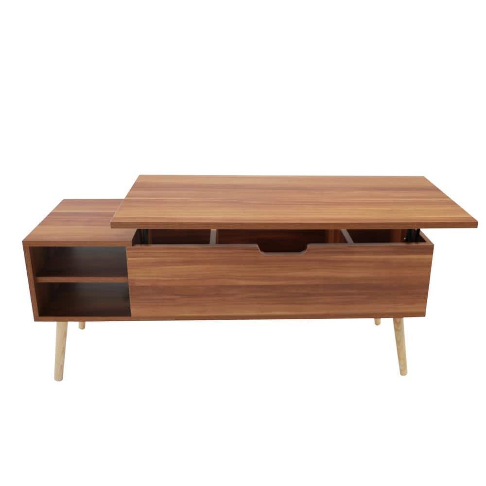 Rosewood Wood Outdoor Coffee Table, Liftable and Lowerable Table Top