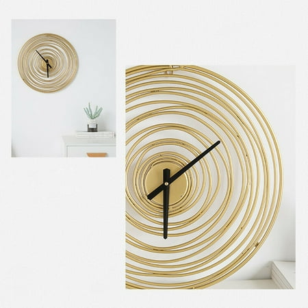 Round Metal Wall Clock 3D Tree Rings Home Decor Modern Wall Clock Art Decorative Nordic Style Wall Clock Decoration Round Metal Hanging Clock for Living Room Bedroom Diningroom