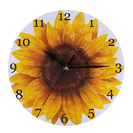 Round Sunflower Clock Wooden Hanging Clock Mute Clock Kitchen Wall Decoration