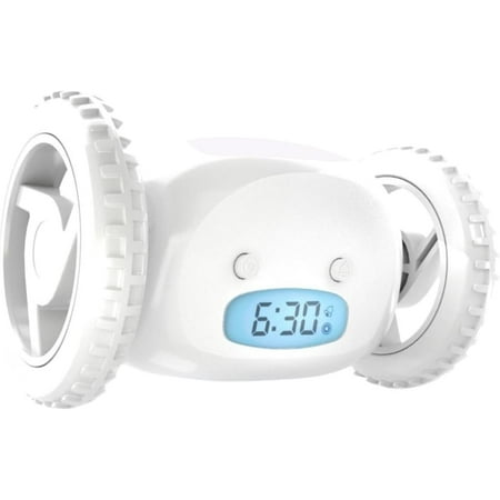 Runaway Alarm Clock Extra Super Loud Alarm Clock Alarm,Clock On Wheels Extra Loud For Heavy Sleeper Adult Or Kid Bed Room Funny Rolling Run Moving Jumping (White)