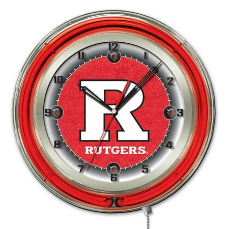 Rutgers 19 Double Neon Wall Clock