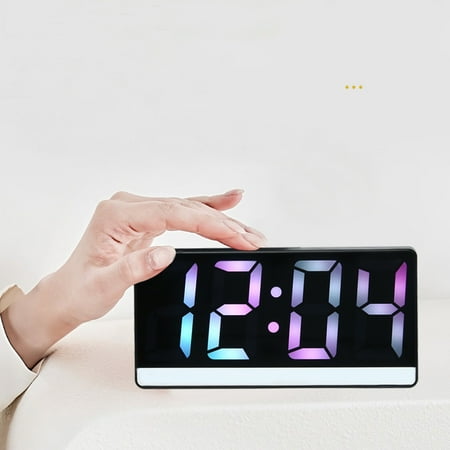 Rvasteizo Luminous Mirror Electronic Clock Digital Alarm Table Silent Desktop Decoration Student Electronic Alarm Clock, Large Screen