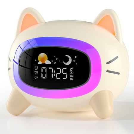 Sailstar Sleep Training Kids Alarm Clock , OK to Wake Clock for Kids with Night Lights, Beige Digital Clock