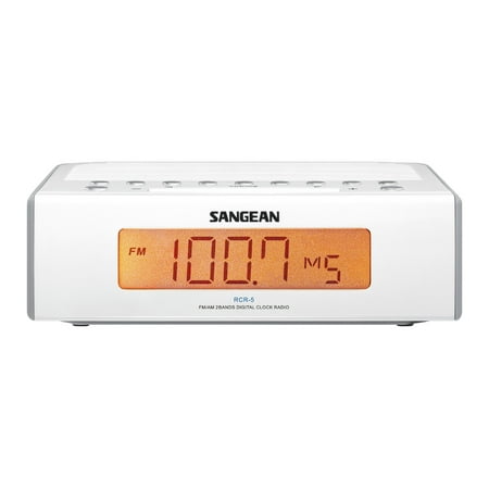 Sangean Compact AM/FM Dual Alarm Clock Radio with Large Easy to Read Backlit LED Display Plus 6ft Aux Cable to Connect Any Ipod, Iphone or Mp3 Digital Audio Player