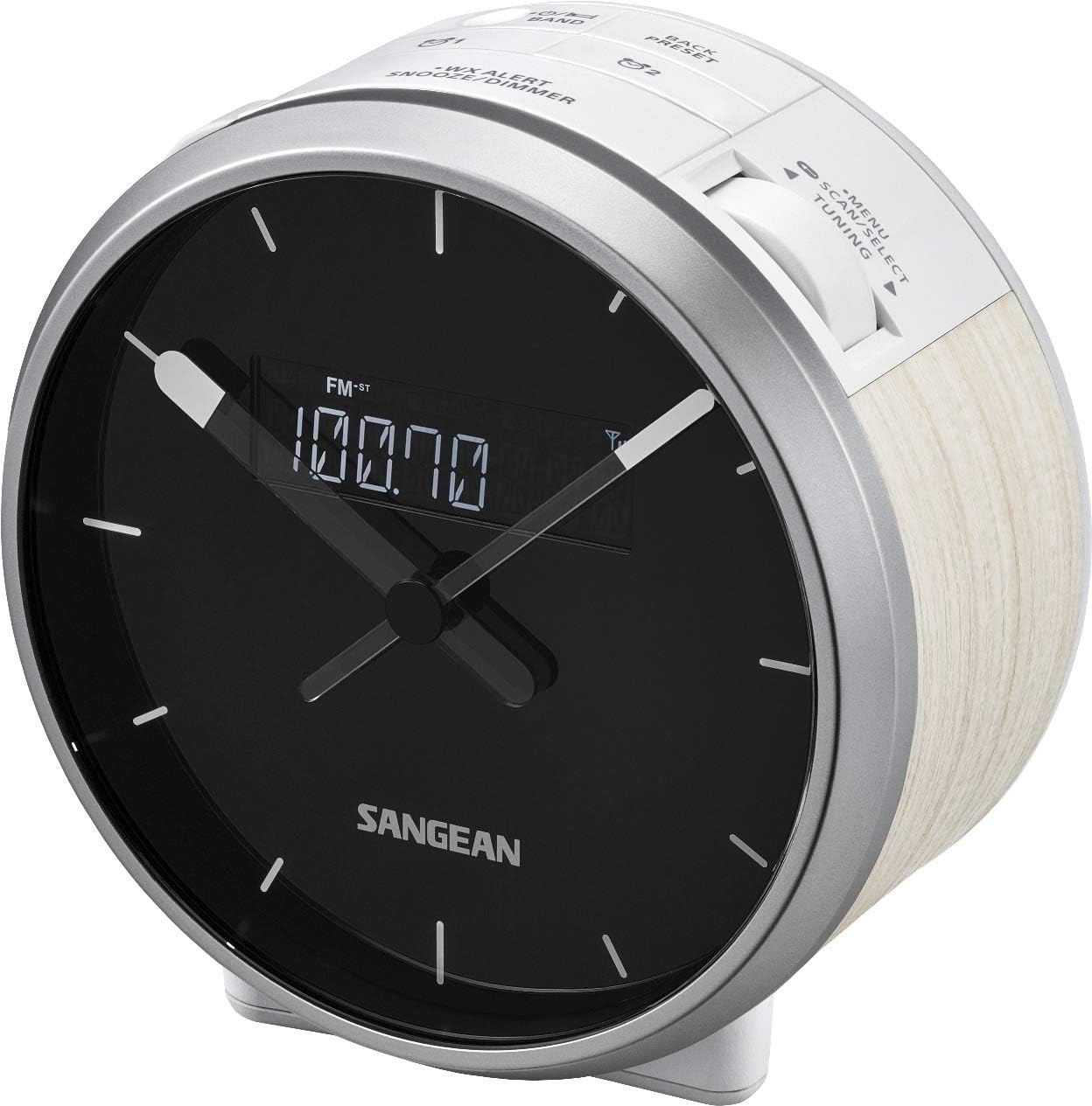 Sangean RCR-29WH AM/FM-RDS/Weather Alert/Aux-in / 23 Memory Pre-Sets Digital Tuning/Analog Clock Radio USB Phone Charging White