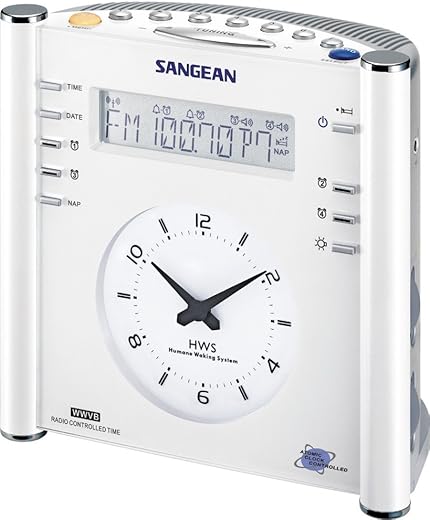 Sangean RCR-3 AM/FM Atomic Digital/Analog Clock Radio (White), One Size