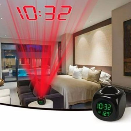 Sawvnm Digital LCD Voice Talking Multifunction LED Projection Alarm Clock Temperature Christmas Deals