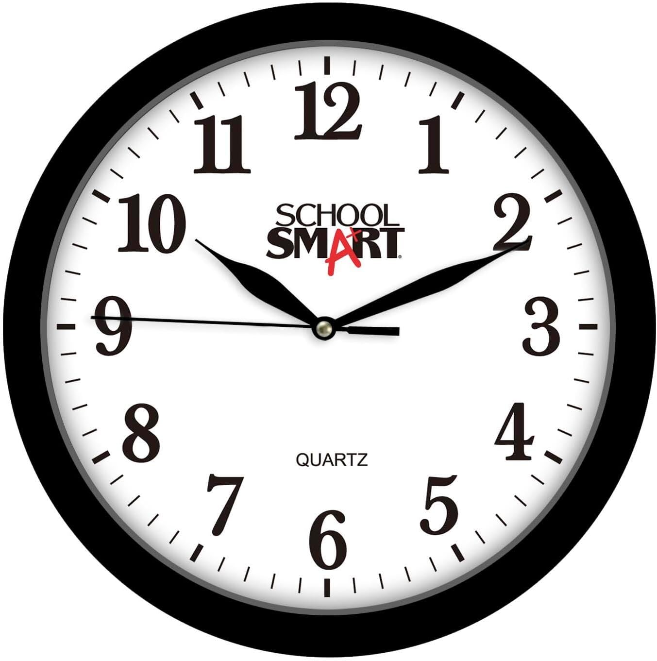 School Smart Silent Movement Wall Clock, 13 Inches, White Dial and Black Frame - SSG-0004