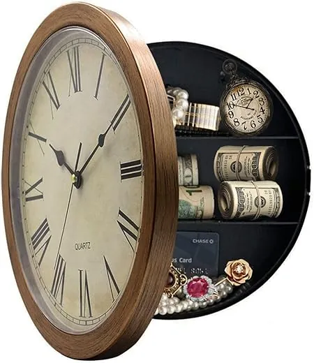 Secret Compartment, Benkaim Upgraded Silent Thickened 10 Inch Plastic Wall Clock Diversion Safe Clock with Hidden Compartment, Clock for Valuables