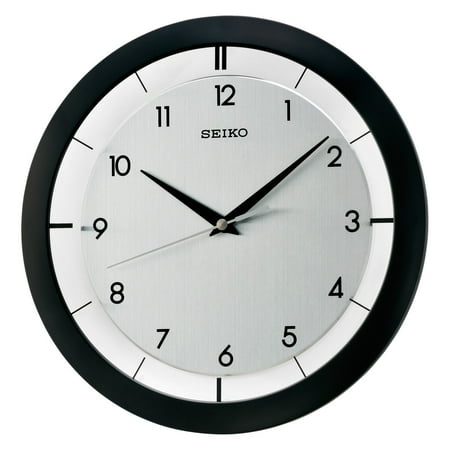 Seiko 11 St. James Brushed Metal Wall Clock, Modern, Analog, Quartz QXA520KLH