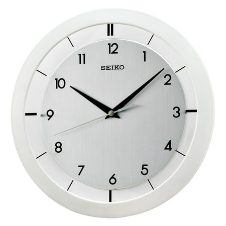 Seiko 11 St. John Metal Wall Clock, White Modern Quartz, Analog, QXA520WLH