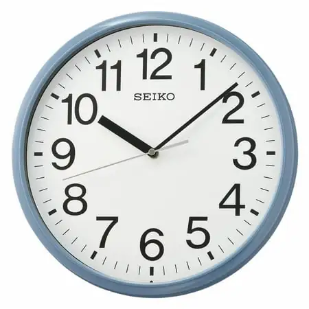 Seiko 12 inch Classic Business, Round, Wall Clock, Blue, Quartz, Analog, Arabic Numbers, QXA756LLH