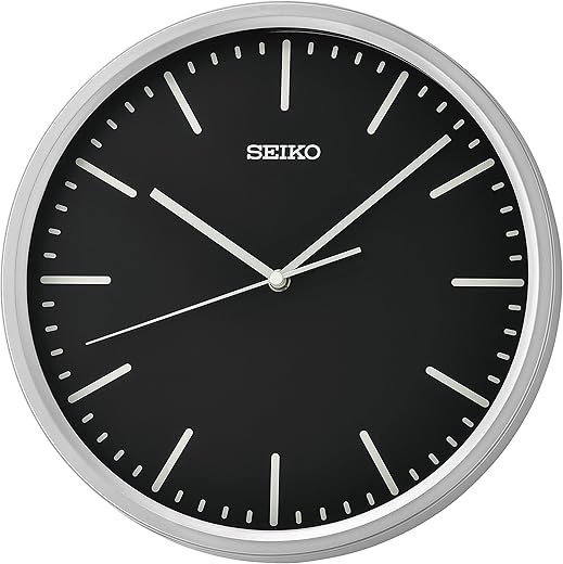 Seiko 12 Inch Sano Wall Clock, Metallic Silver