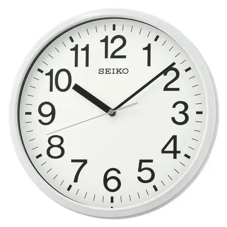 Seiko 12 in. Classic Business Round Wall Clock, Analog, Quartz, White, QXA756WLH