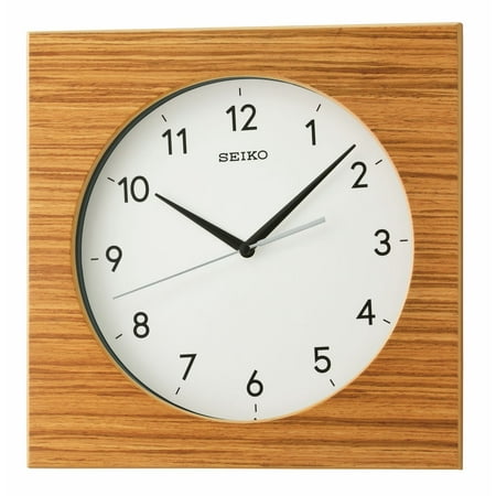 Seiko 12 Square Wooden Brown Dylan Wall Clock, Analog, Quartz QXA766BLH