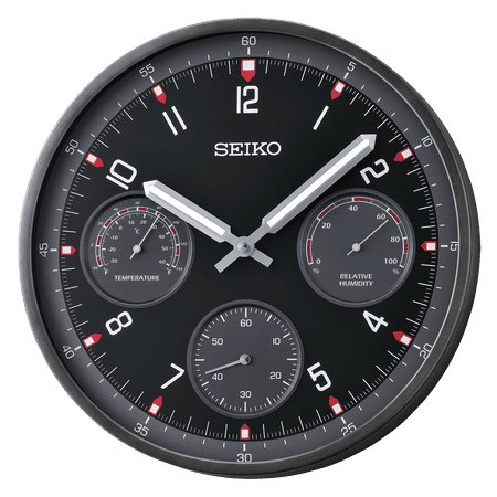 Seiko 13 Shelby Wall Clock, Black