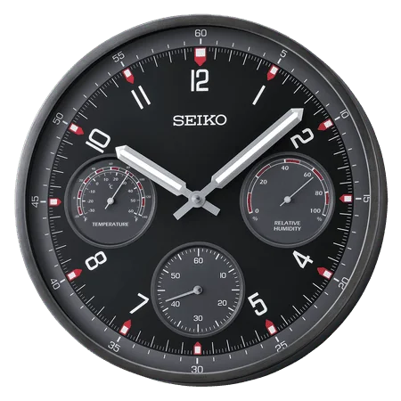 Seiko 13 Shelby Wall Clock, Black