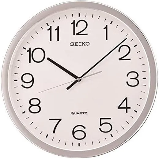 Seiko 16 Inch Classic Numbered Wall Clock, Silver