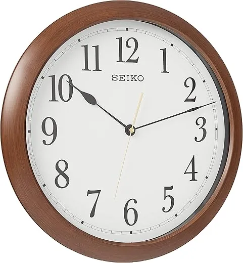 Seiko 16 Inch Numbered Wood Finish Wall Clock