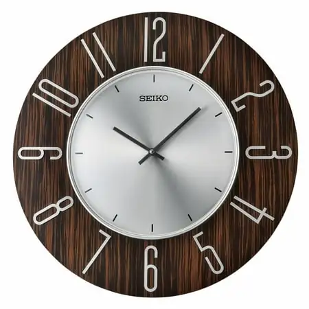 Seiko 20 inch Sara Round Wooden Wall Clock Brown Minimalist Analog Quartz QXA800BLH