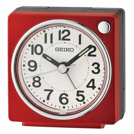 Seiko 2.6 inch Fuji Dark Beep Alarm Metallic Red Analog Quartz Traditional Desk Clock QHE196RLH