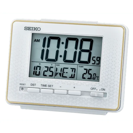 Seiko 3 Easton Digital Everything Alarm Clock, White Beep Alarm, QHL096WLH