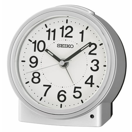 Seiko 4 inch Sussex II Beep Alarm Silver Traditional Analog Quartz Desk Clock QHE199SLH