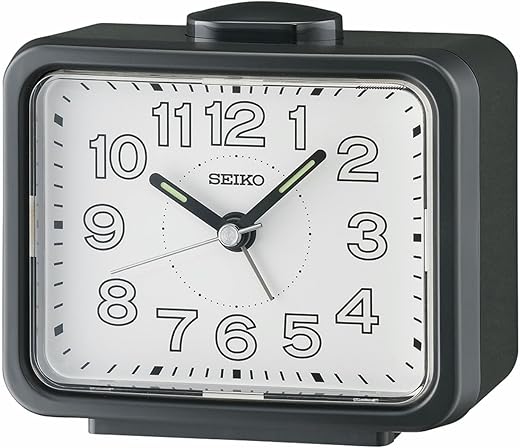 Seiko Akarui Non Ticking Bedroom Alarm Clock, 3.5 Inch, Black