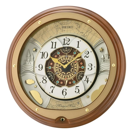 Seiko Atlas Melodies In Motion Musical Clock, Brown Traditional Quartz, Analog QXM381BRH