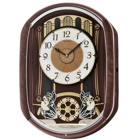 Seiko Ballerina Melodies in Motion Music Brown Quartz Analog Traditional Wall Clock QXM297BRH