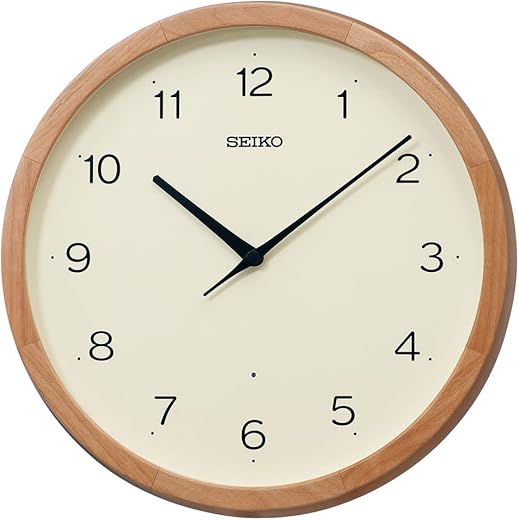 Seiko Clock KX272B Wall Clock, Radio Wave, Analog, Wooden Frame, Thin Brown Wood Base, Diameter 11.8 x 1.9 inches (300 x 48 mm)