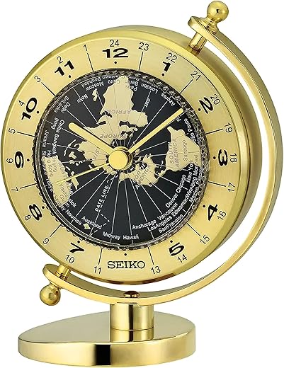 Best Seiko Brass Desk Table World Time Bezel Clocks